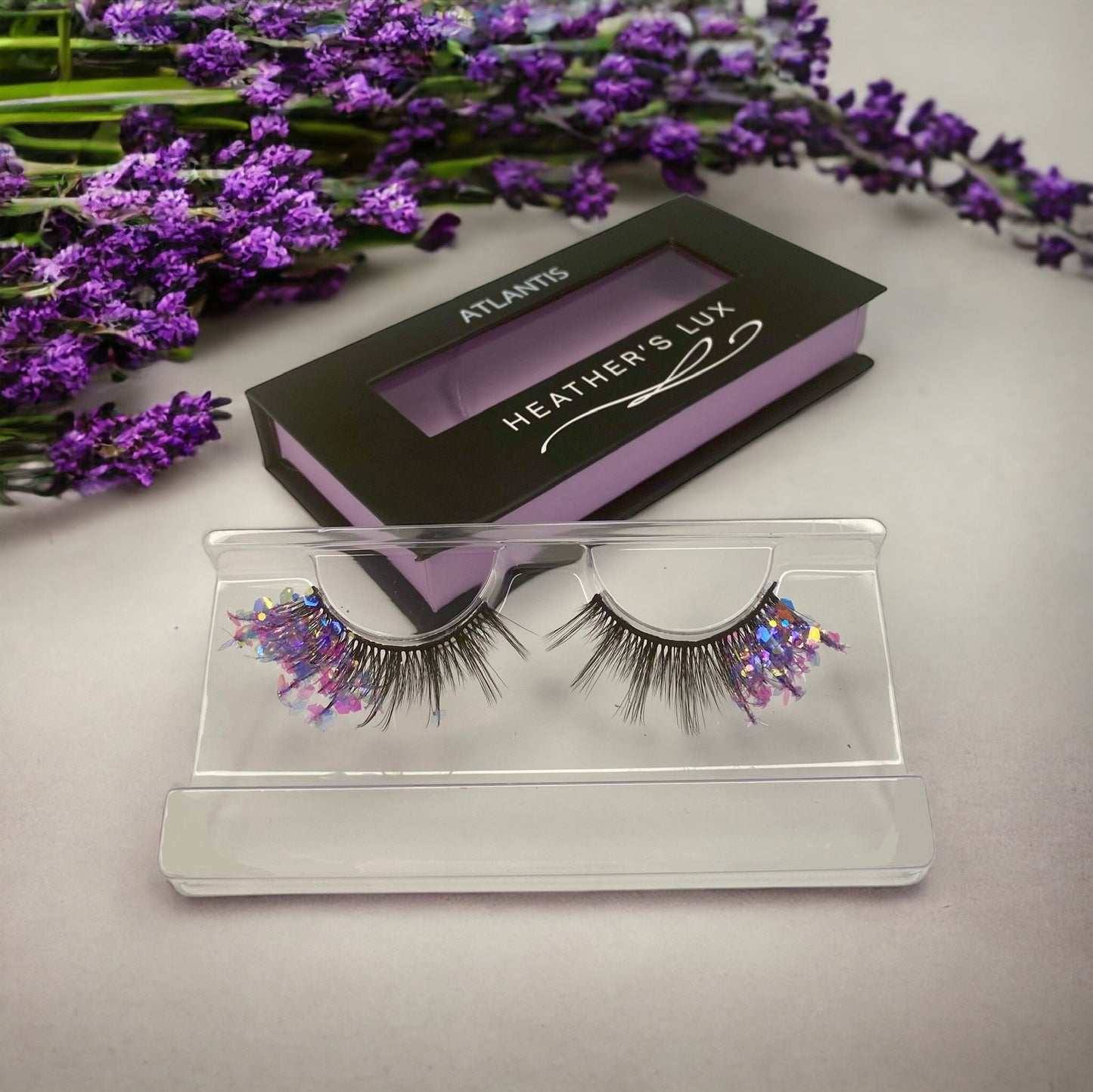 HEATHER'S LUX Glitter Lashes Sequins Lashes Dramatic 3D Faux Mink Lashes False Eyelashes Reusable Colorful Luxury Lashes Wispy Glamorous Sparkly Sparkle Lashes