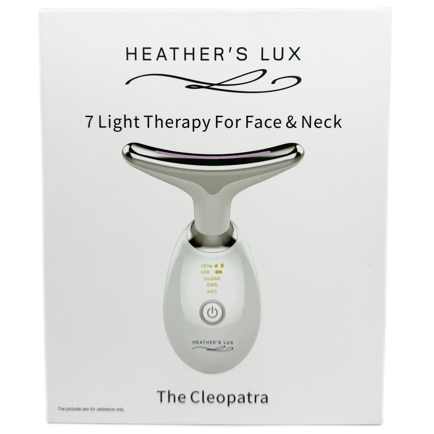 HEATHER'S LUX - THE CLEOPATRA - Red Light Therapy for Face, Neck, & Back of Hand, Red Light Therapy Wand, 7 Color LED Face Neck Massager with Heat for Skin Care (White)