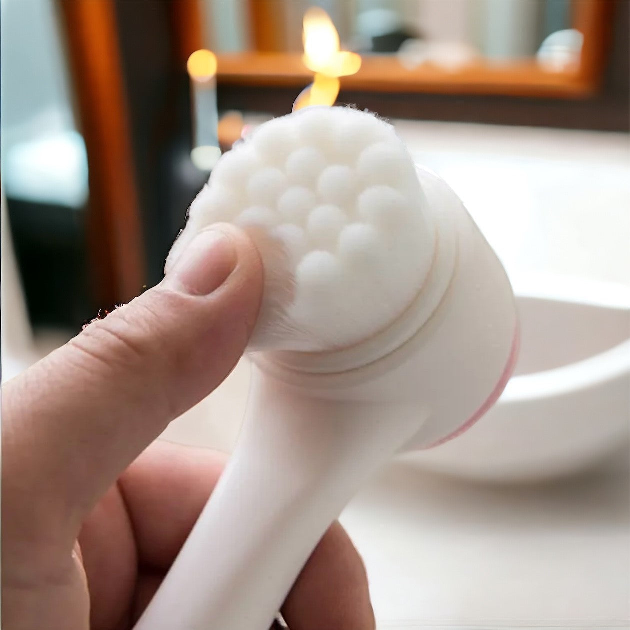 HEATHER'S LUX Facial Cleansing Brush, Face Brush, Soft Bristles & Silicone Facial Scrubber, MANUAL, Deep Pore Exfoliation, Blackhead Remover, Makeup Remover, Massage