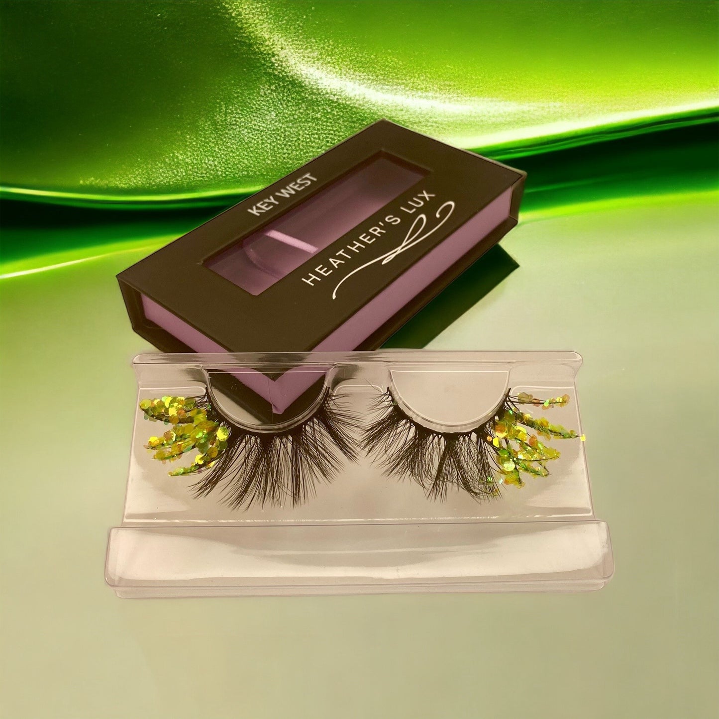 HEATHER'S LUX Glitter Lashes Sequins Lashes Dramatic 3D Faux Mink Lashes False Eyelashes Reusable Colorful Luxury Lashes Wispy Glamorous Sparkly Sparkle Lashes