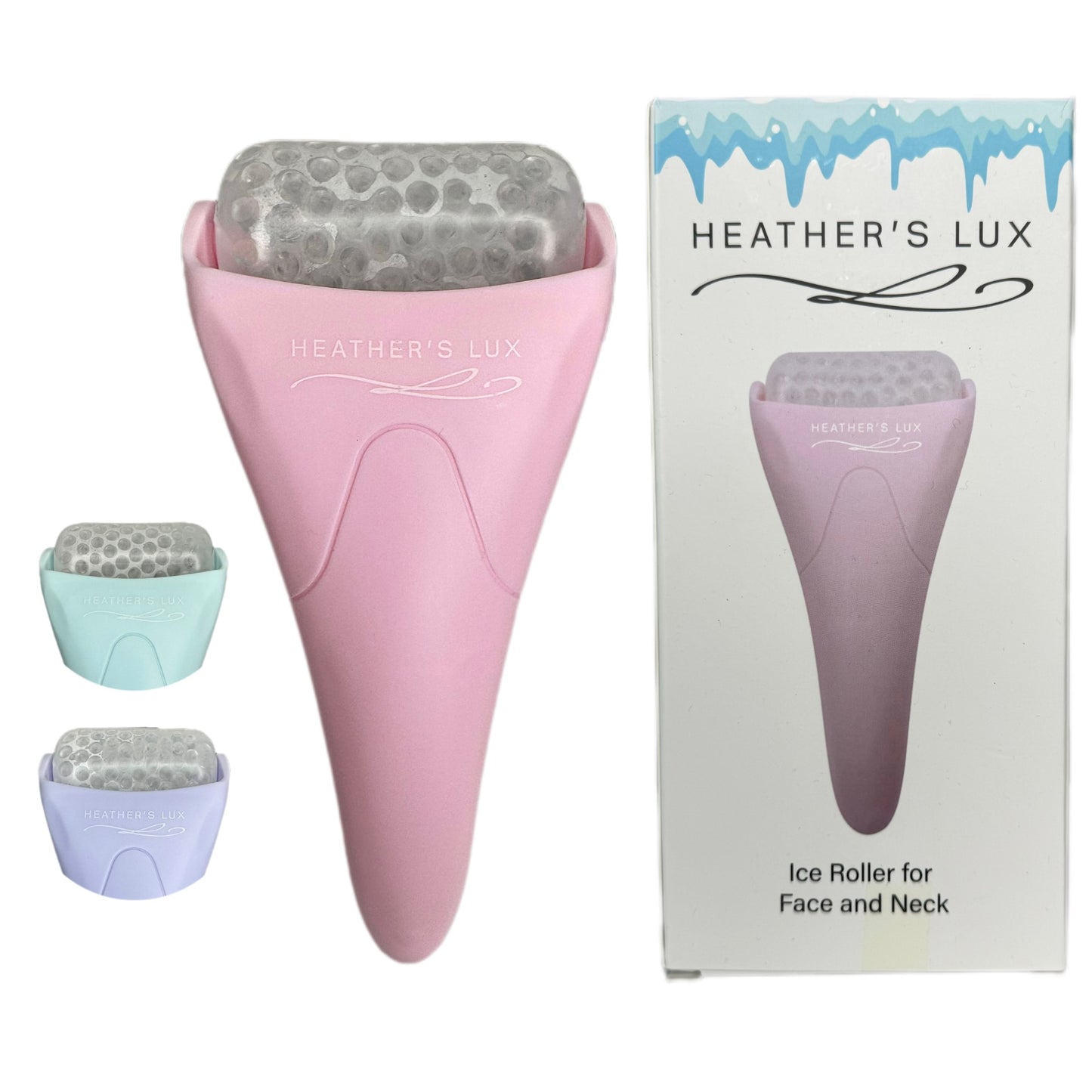 HEATHER'S LUX Ice Roller for Face & Eyes, Face Ice Roller, Facial Massager Roller, Reduce Puffiness and Dark Circles, Pain Relief, Relaxation, and Cooling Therapy, Ice Pack