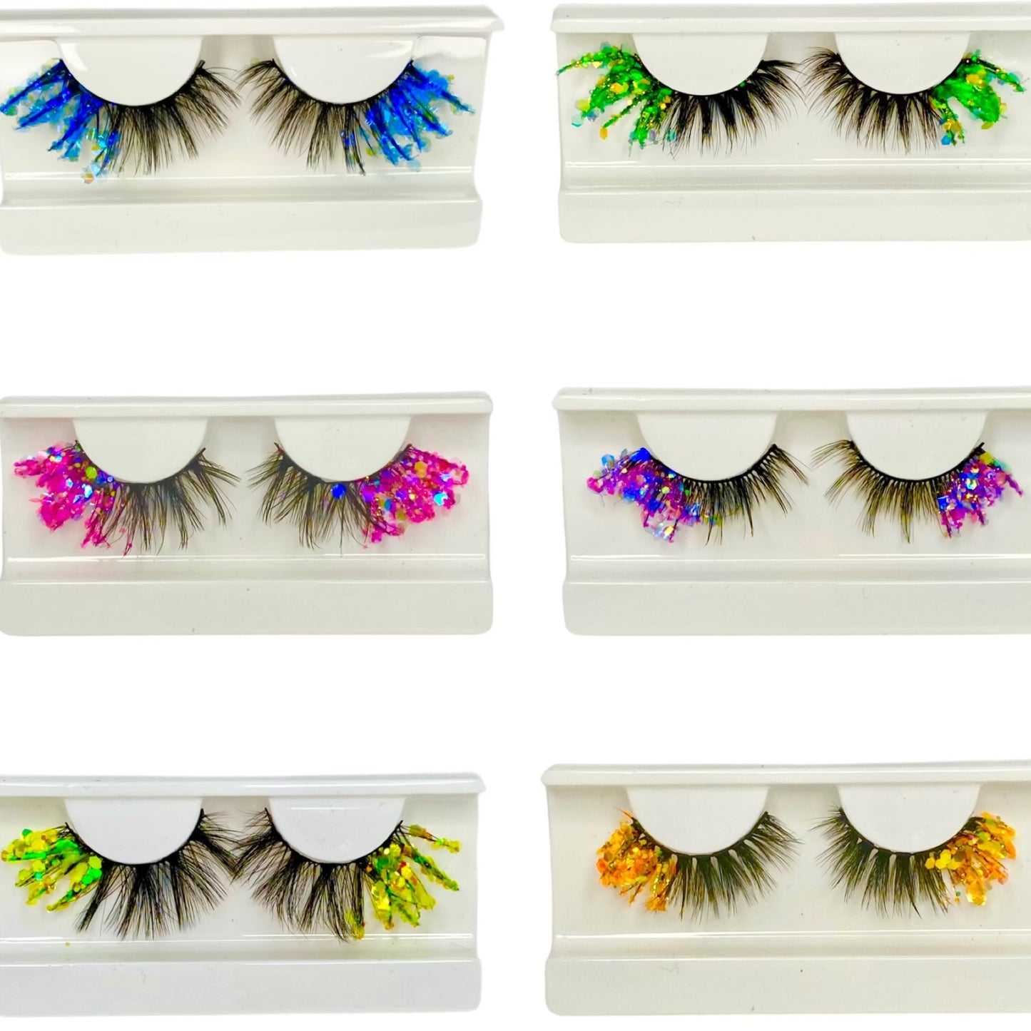 HEATHER'S LUX Glitter Lashes Sequins Lashes Dramatic 3D Faux Mink Lashes False Eyelashes Reusable Colorful Luxury Lashes Wispy Glamorous Sparkly Sparkle Lashes