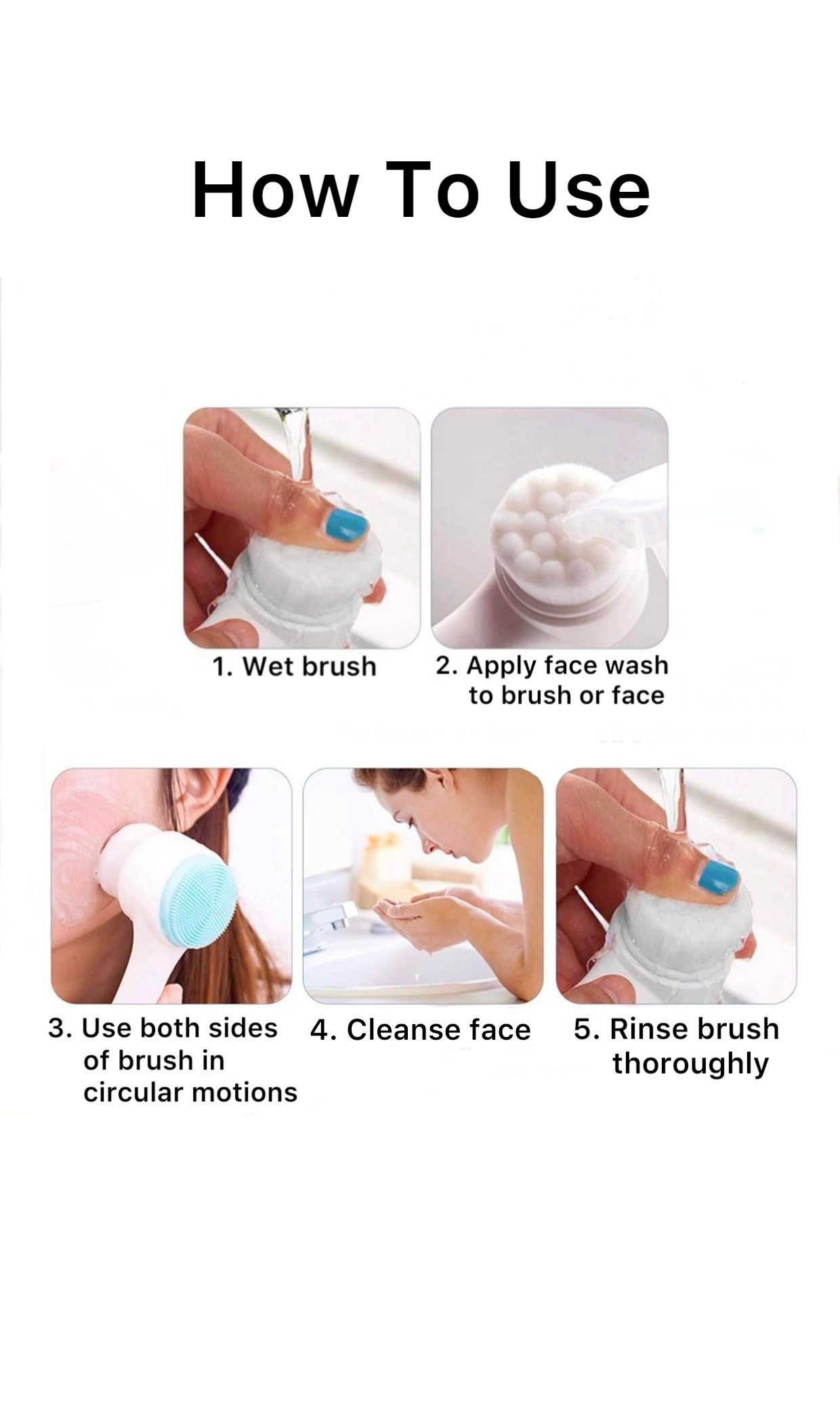 HEATHER'S LUX Facial Cleansing Brush, Face Brush, Soft Bristles & Silicone Facial Scrubber, MANUAL, Deep Pore Exfoliation, Blackhead Remover, Makeup Remover, Massage