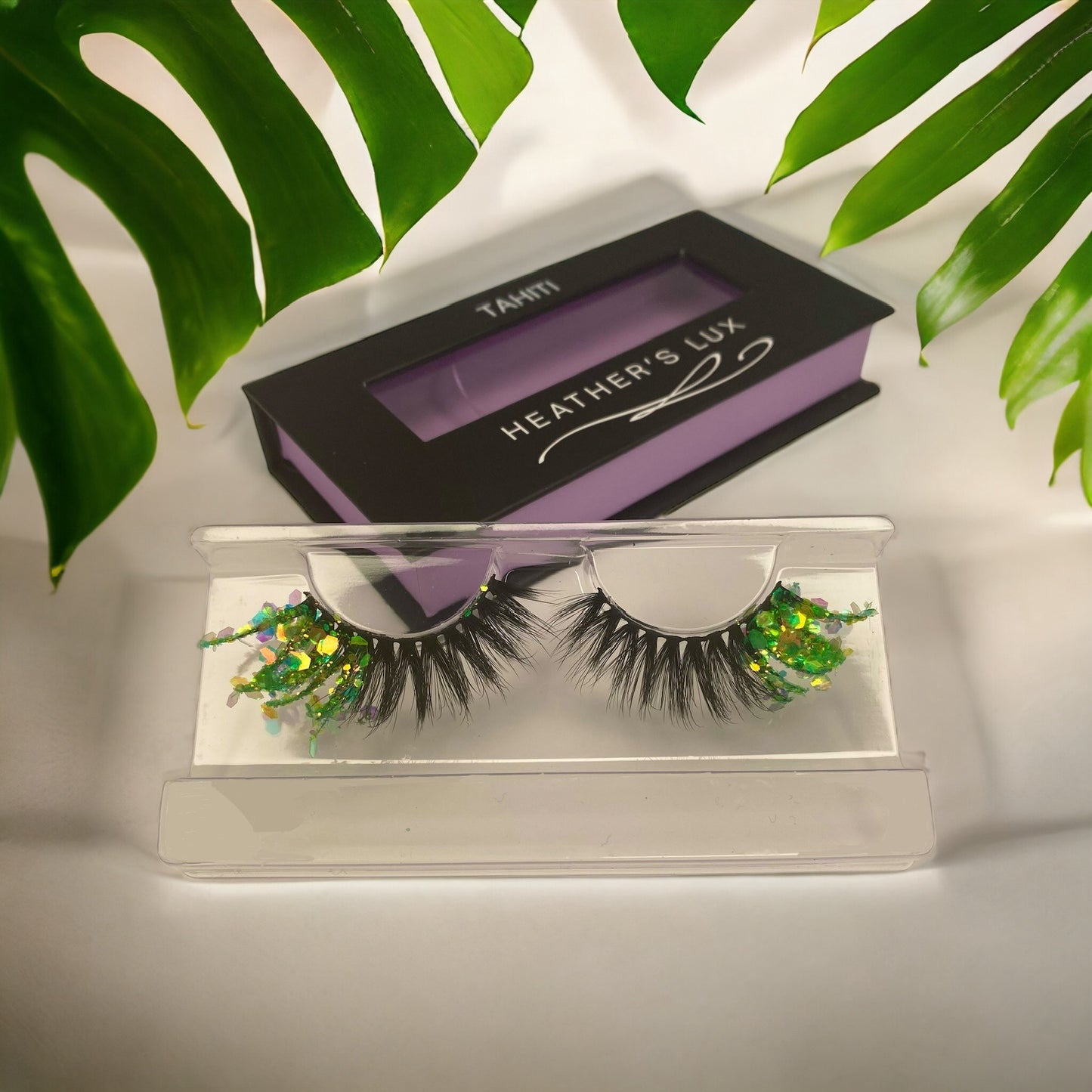 HEATHER'S LUX Glitter Lashes Sequins Lashes Dramatic 3D Faux Mink Lashes False Eyelashes Reusable Colorful Luxury Lashes Wispy Glamorous Sparkly Sparkle Lashes